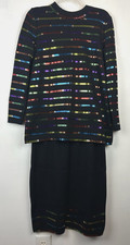 St John Sweater Skirt Set Womens 6 Black Santana Knit 2 pc Event Holiday USA