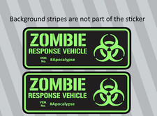 2 Pack Zombie Response Vehicle Apocalypse Vinyl Laptop Bumper Sticker Decal