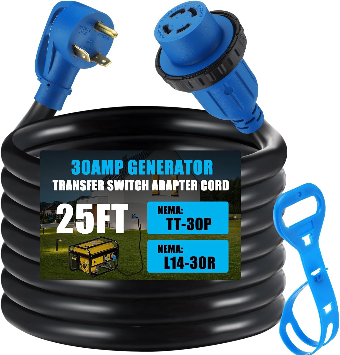 Transfer Switch Adapter Cord, 30 Amp Tt-30p Ma
