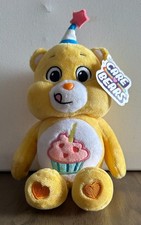 Care Bears Birthday Bear Plush Yellow Party Time Hat 2021 Basic Fun 11.5" NEW