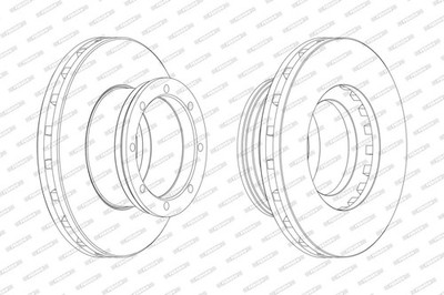 2x Bremsscheibe PREMIER FERODO FCR190A Schachtel für MERCEDES ATEGO TOURINO 510