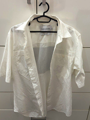 Calvin Klein Jeans Kurzarm-Hemd / Overshirt Weiß   Gr. S (Relaxed Fit)