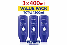 3x NIVEA In Shower Body Milk 400ml Moisturiser Dry Skin Lotion VALUE PACK