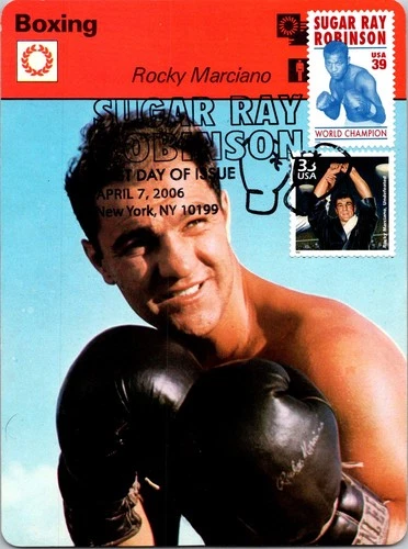 Dr Jim Stamps Maximum Card Sugar Ray Robinson 39C Rocky Marciano 33C Combo Fdc