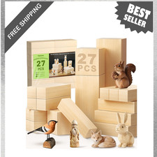 Basswood Carving Blocks Set 27 Pieces, Soft Unfinished Wood for Crafts and DIY