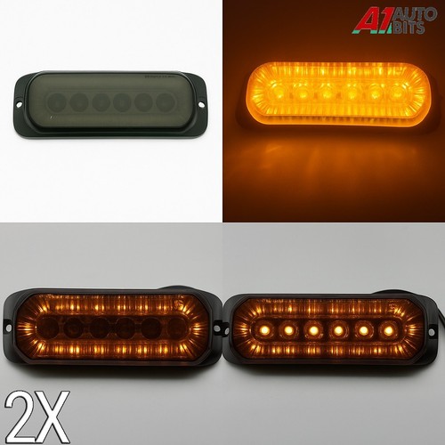 Led Smoke Rings 2X Smoked Dark LED Amber Strobe DRL Marker Light Halo Ring Dual 12V 24V ...