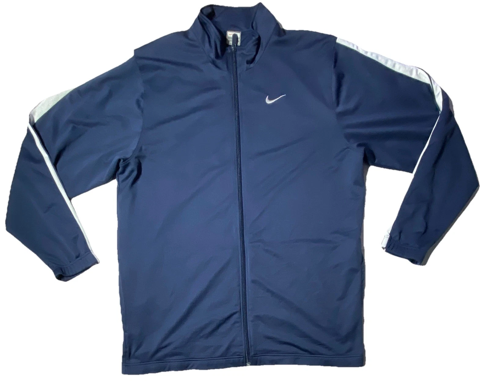 Vintage Nike Full Zip Windbreaker Men’s XL Navy Blue White Shoulder Stripe
Opens in a new window or