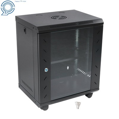 12U Enclosed Server Rack 15.5'' Deep, Secure Lock Glass Front & Sides