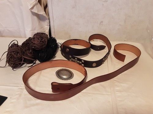 Leather Unfinished Belts, Lacing And Buckle