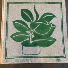 Hand Painted Needlepoint Canvas Kim Courtyard Stitchery Plant Greenery Foliage