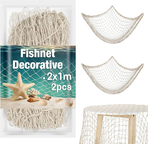 2PCS Fish Net Decorative - Fish Net Decorations Decorative Netting Nautical Fish - Picture 10 of 12