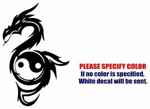 Dragon with Ying Yang Symbol JDM Funny Vinyl Decal Sticker Car Window Bumper 7"