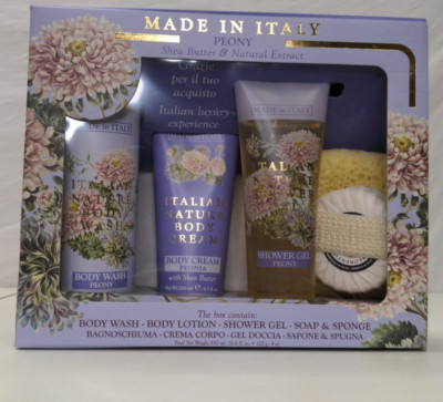 Italian Nature Luxury Box 5 piece PEONY Shea Butter Natural Extract Bath Body