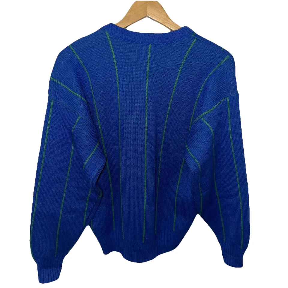 Suéter listrado vintage anos 80 Seattle Seahawks mistura de lã tamanho M feito nos EUA EXCELENTE ESTADO USADO - Imagem 2 de 4