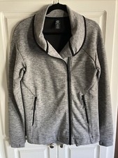 Champion Jacket Zip Up Womens Medium Gray Warm Up With 2 Pockets 32  Long