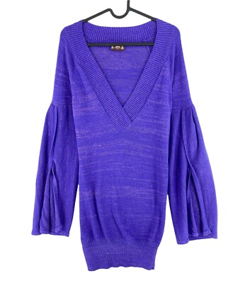 JLO Von Jennifer Lopez Lila V Ausschnitt Lang Pullover GRÖSSE S