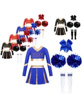 Kids Girl's Cheer Leader Shirts And Skirt Sports Cheerleading Set Halloween