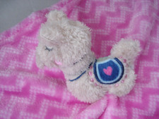 HB Hudson Baby Llama Alpaca Pink White Plush Infant Security Blanket NEW