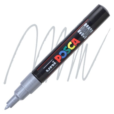 Posca Markers, Paint Marker, Silver Paint, 1M Extra Fine Tip, Opaque Ink, Pen
