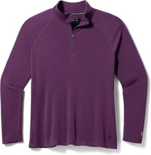 Smartwool Thermal %100 Merino Wool Base Layer 1/4 Zip Women's 2X Purple Iris
