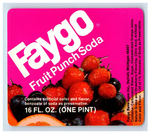 1960's-70's Faygo Fruit Punch Soda Label Original S59E