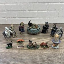 Lot of 12 Misc Halloween Village scary figures Cat Skeleton Witch Mummy