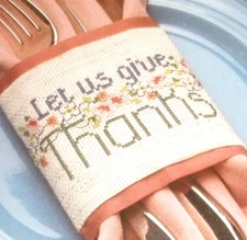 Lot of 4 / Sets Designs for the Needle Cross Stitch Napkin Ring Kits  THANKS