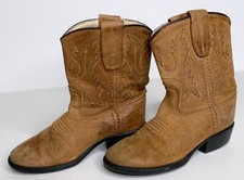 Vintage Kids Brown Leather Western Cowboy Boots By old West Size 080