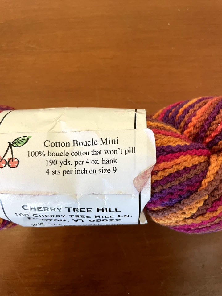 CHERRY TREE HILL - COTTON BOUCLE MINI 4 oz 190 yd ARAN WT - CLR - FALL FOLIAGE - Image 2 of 4