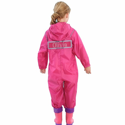 Girls Personalised waterproof Rain suit all in one childrens puddle
