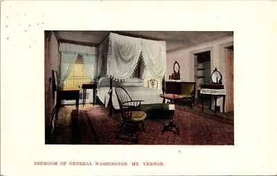 Bedroom General Washington Mt Mount Vernon VA Virginia Antique Postcard DB UNP