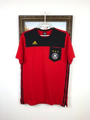 Vintage Adidas Germany Football Train Shirt Soccer Jersey Mens Trikot Red Size M