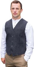 Emerald Isle Men's Scotish Wool Tweed Waistcoats, Business Formal Vest