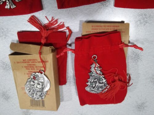 13 (Thirteen) AVON Pewter Dated Christmas Ornaments with Pouches Collection VGUC - Picture 9 of 11