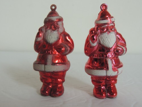 4 adornos de árbol de Navidad de Papá Noel de plástico duro metálico vintage decoración - Imagen 6 de 8