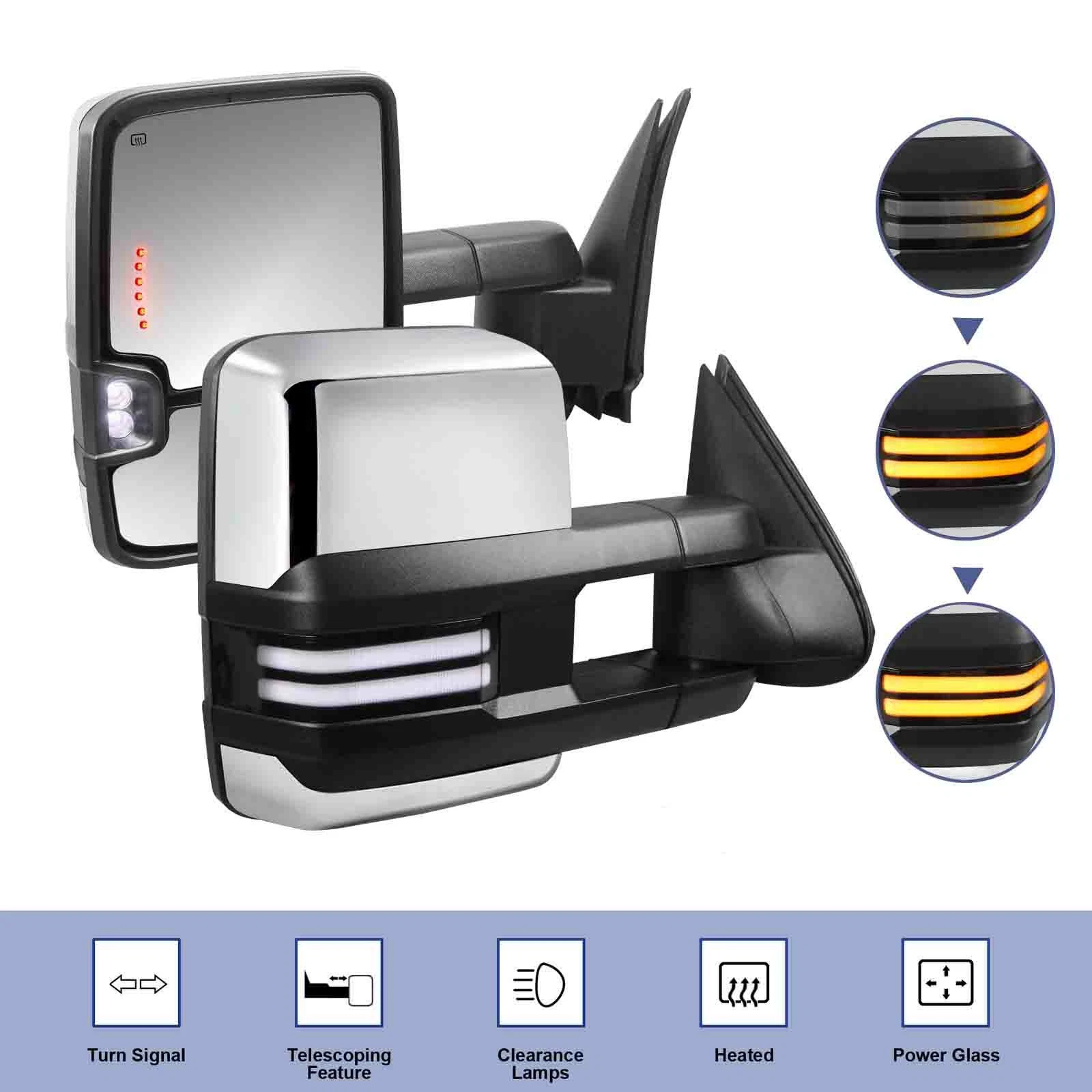 Pair Chrome Power Heated Tow Mirrors For 2007-2014 Chevy Silverado GMC Sierra
Opens in a new window