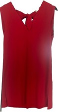Alice + Olivia size 0 ruby red Carita vneck crepe open tie-back shift dress