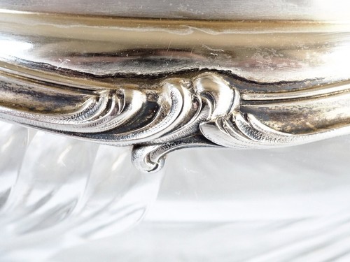 Antique French Baccarat Crystal Salad Bowl Sterling Silver Trim Art Nouveau 19th - Picture 7 of 8