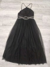 Black Tulle Prom Dress By Sequine Hearts Tulle A line With Cuttouts High Neck