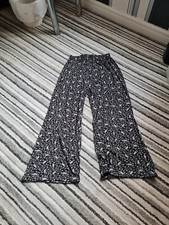 Ladies Blk/White Floral Pattern Wide Trousers,size xl,new without tags