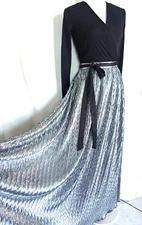 NWT LuLaRoe DeAnne Maxi Pleated Wrap Dress Size XXS Black and Silver Long