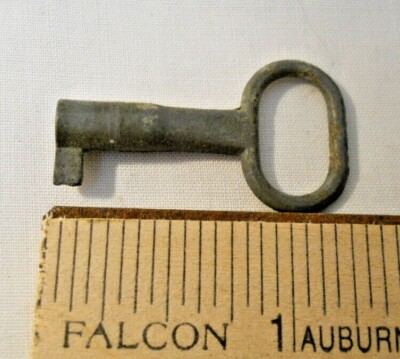 C19th Lock Box Carriage Mantel Clock Winding Key Open Loop 1¼'' Barrel Uncut Bit