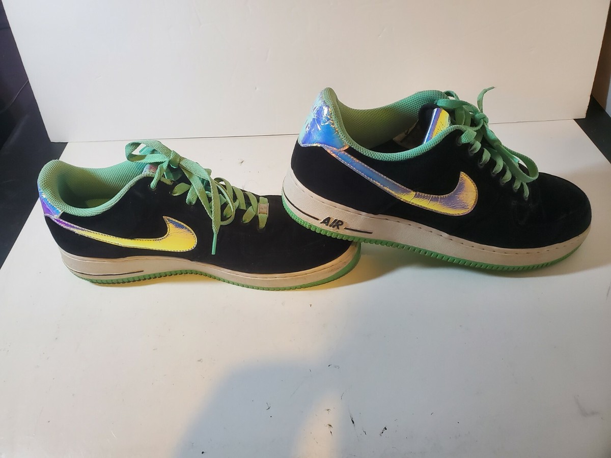 NIKE AIR FORCE MENS 488298 080 Size 12 Shiny Silver Green Glow Iridescent