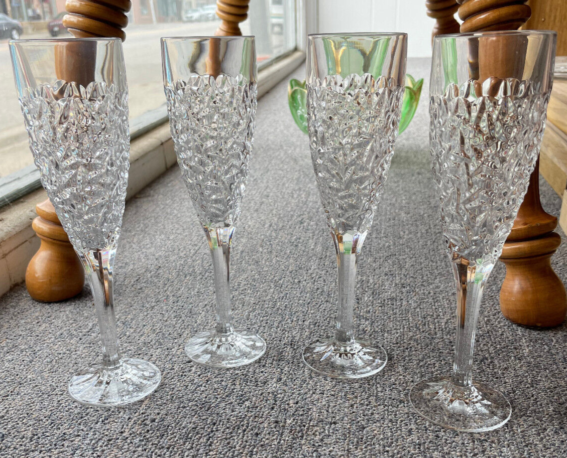 Sasaki ICE CRYSTAL Cracked Ice pattern Set of 4 Champagne Flutes