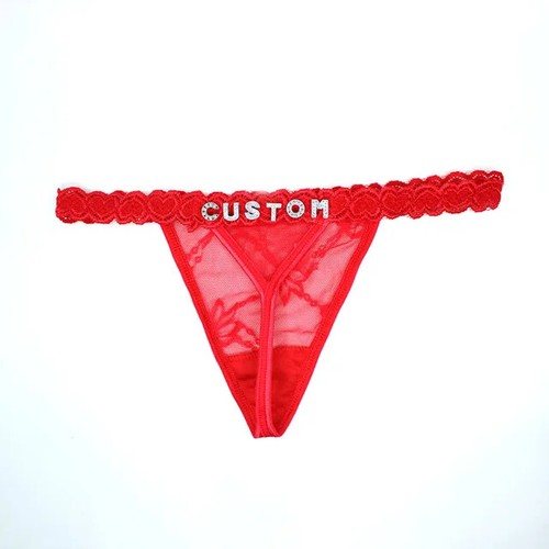Maßgeschneiderte Tanga Höschen mit Namen Strass Buchstaben Tangas G-String SEXY - Bild 8 von 9