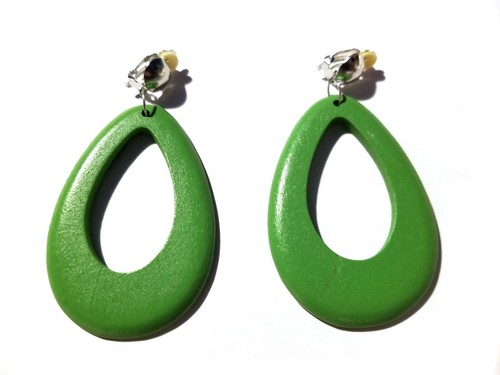 PENDIENTES CON CLIP DE MADERA LÁGRIMA CLIP PENDIENTES SURTIDOS COLORES ARO 3 PULGADAS - Imagen 14 de 21