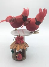 Hallmark Keepsake Ornament Bird Feeder 1999 Plus 2 Red Cardinals Jewelled Wings