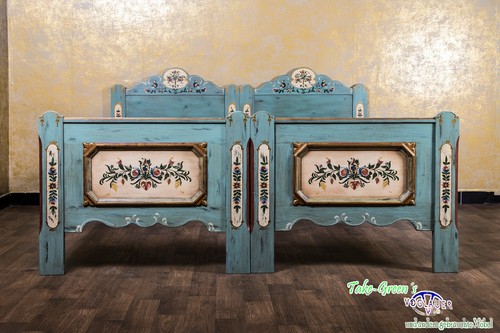 Voglauer Anno 1700 Azul Antiguo Cama Individual Doble Casa de Campo Dormitorio - Imagen 2 de 11