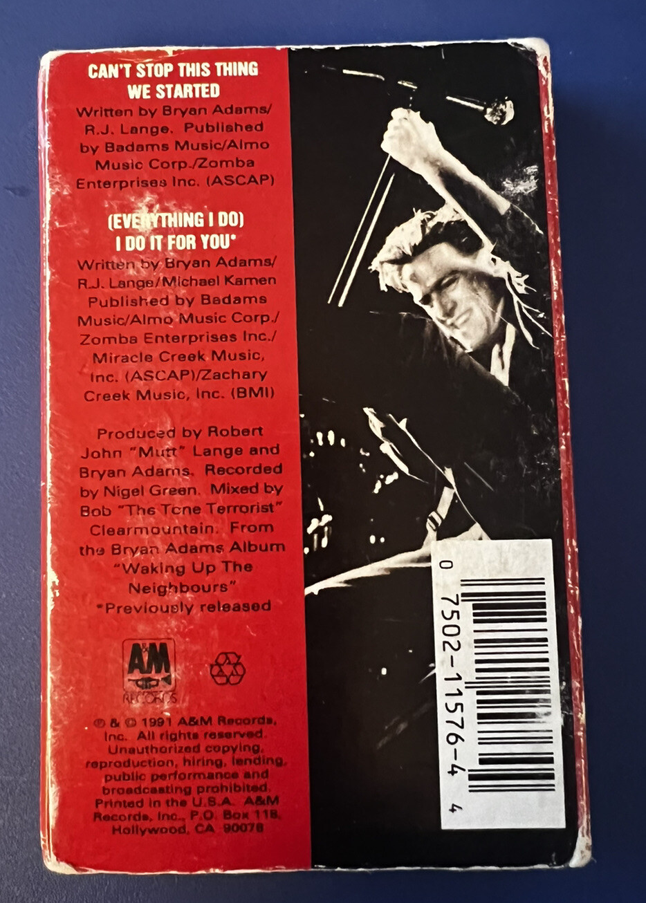 Bryan Adams "Can't Stop This Thing We Started" Cassette Single Tape eBay