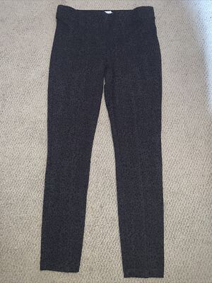 Daily Ritual Womens Skinny Pants Black And Gray Leopard Pull On